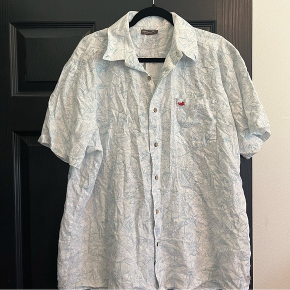 Southern Marsh Island Linen White Flamingos Buttondown, Size XL, EUC - Picture 2 of 5